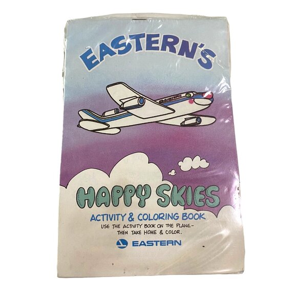 Eastern Airlines Happy Skies Kids Activity Coloring Book with Pencils Pack of 10 - Picture 2 of 3
